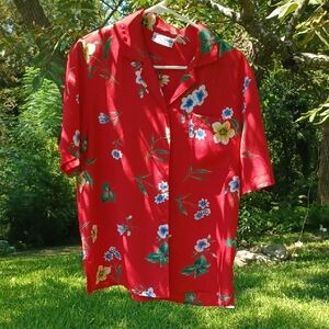 Alfred Dunner Red Floral Blouse